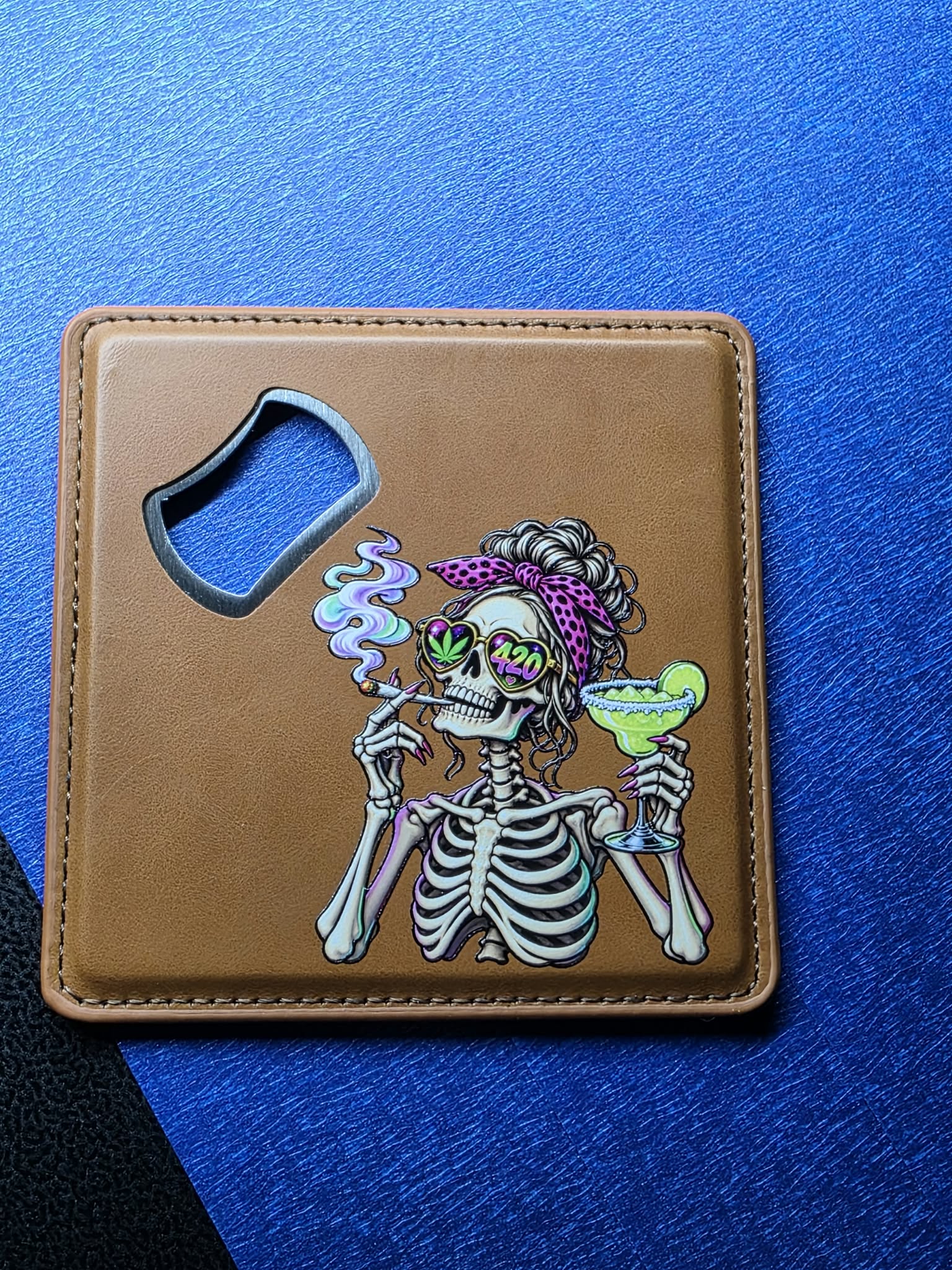 Margarita 420 Skull leather bottle opener
