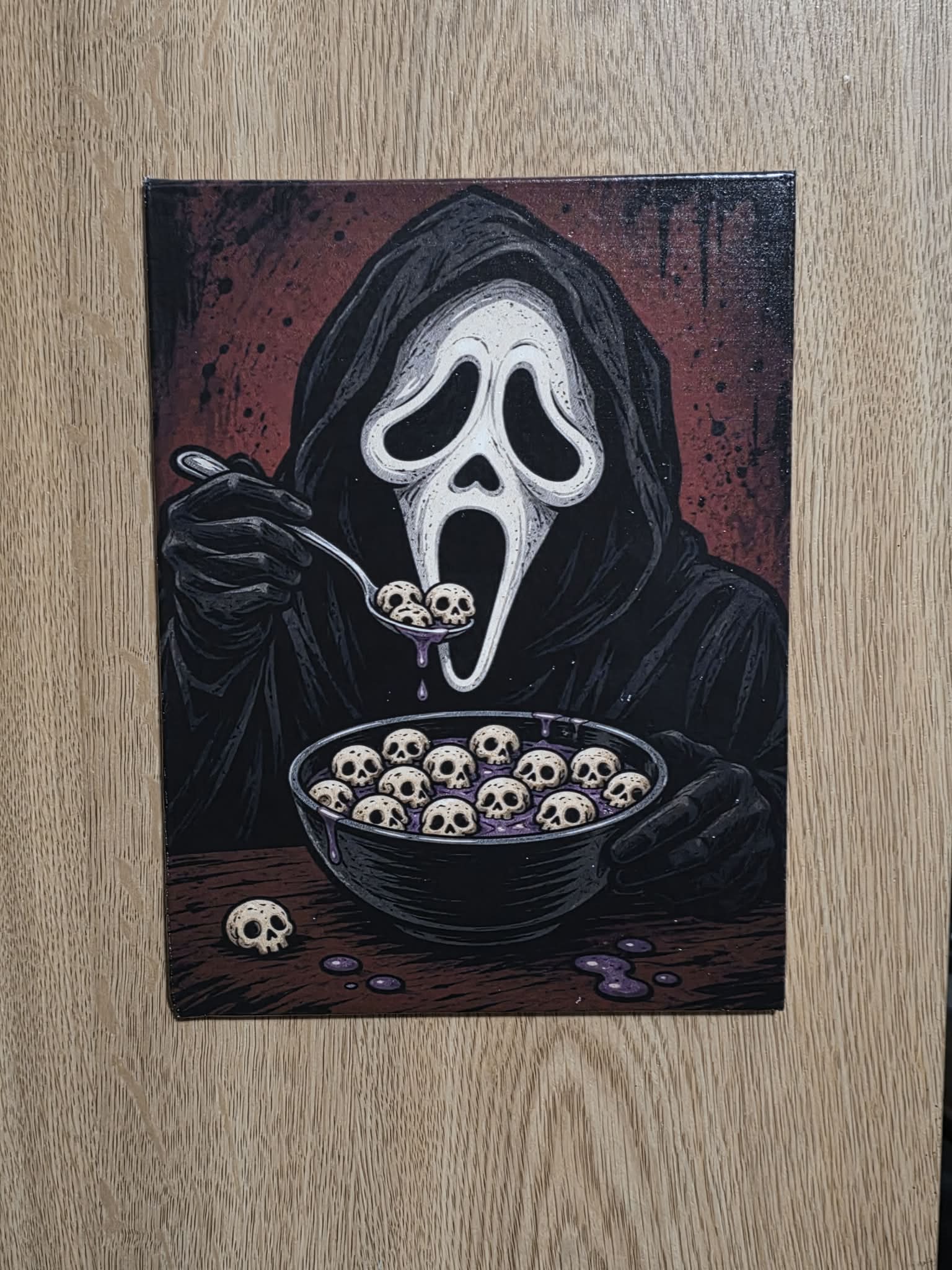 Ghostface eating Cereal canvas